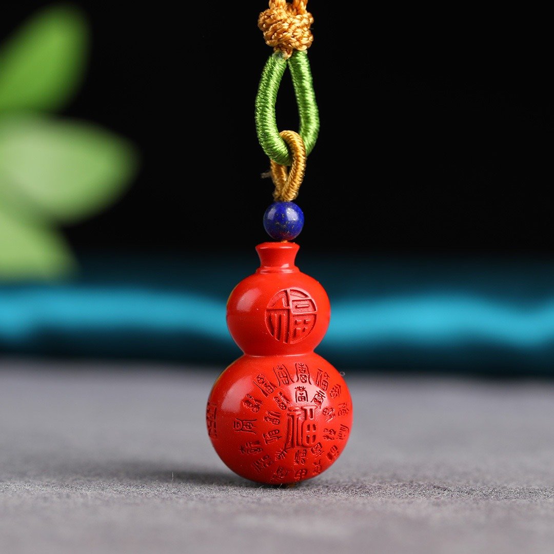 天然原矿朱砂精品红砂百福葫芦 福禄吊坠 朱砂含量高达95%以上 - 项链 - 宝石 