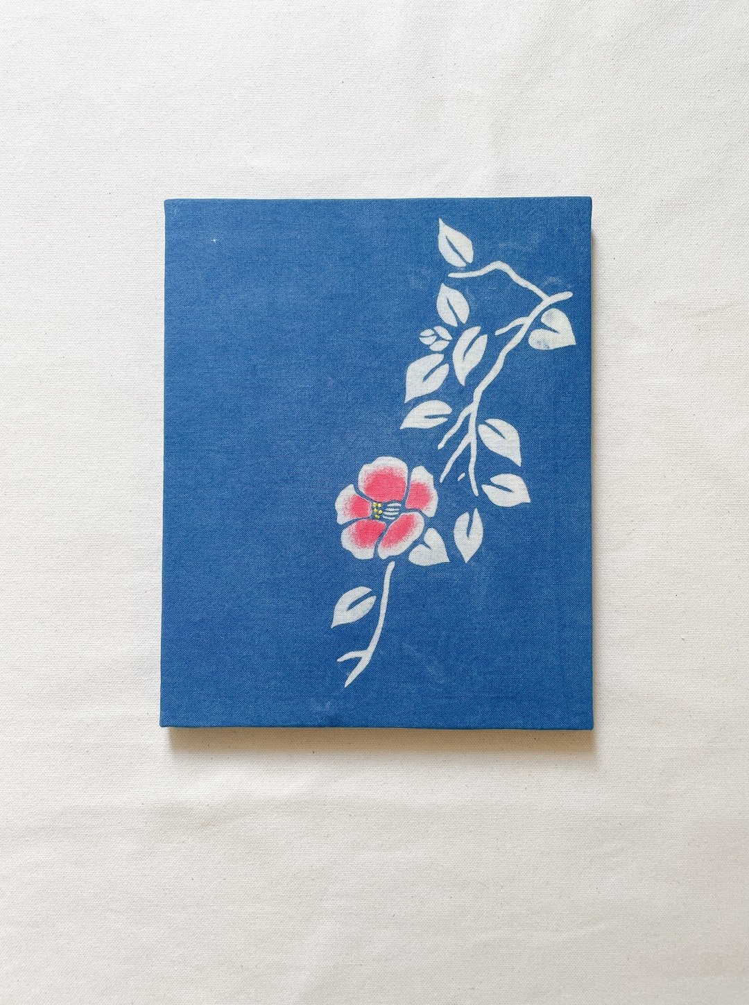 日本制 JAPANBLUE 山茶花 Camellia aizome art 蓝染织品艺术 型折染 - 墙贴/壁贴 - 棉 蓝色