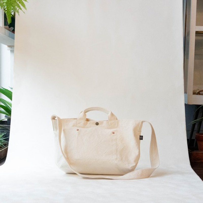 Horizontal Tote Bag [Generation] (VC-9) - 手提包/手提袋 - 棉．麻 白色