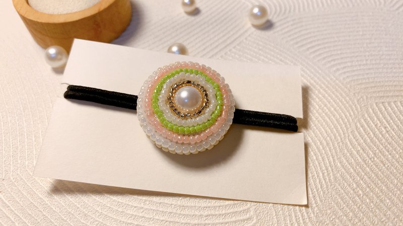 三色糯米丸子珠绣发饰 - 发饰 - 绣线 橘色