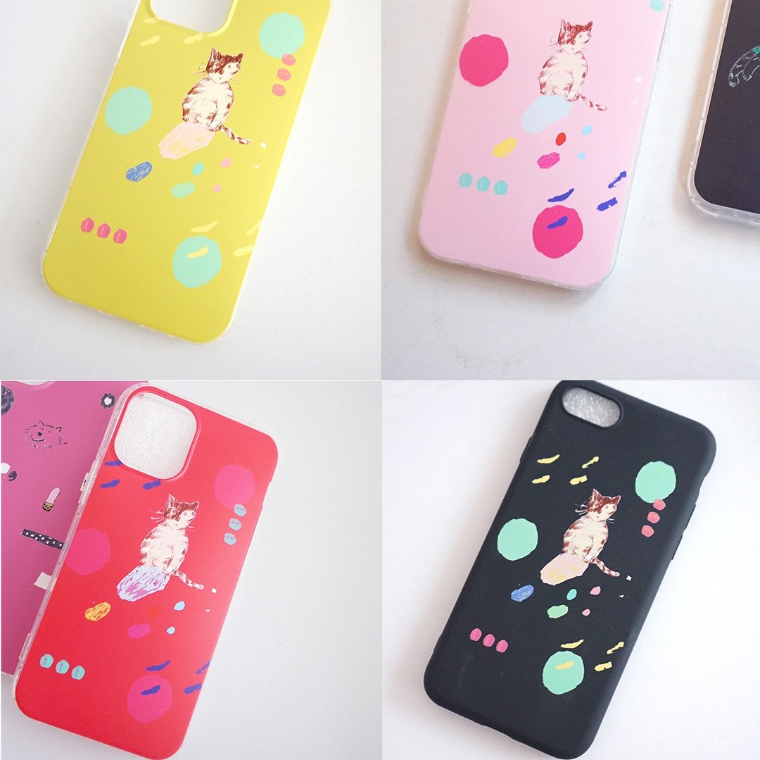 iphone 17 黄绿/粉粉/黑色 饼干小猫 质感印花手机壳iphone系列 - 手机壳/手机套 - 橡胶 粉红色