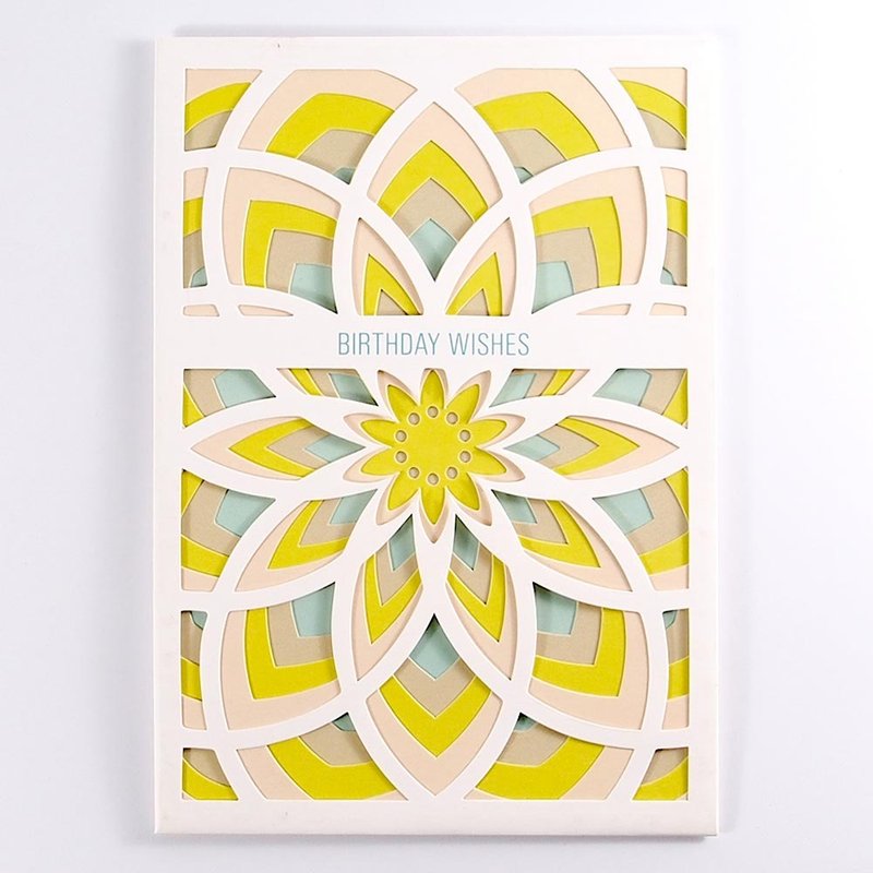 粉蓝黄几何阳光花【Up With Paper Luxe-立体切割卡片 生日祝福】 - 卡片/明信片 - 纸 多色