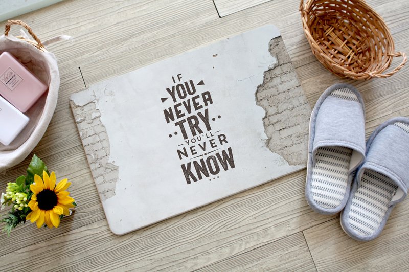 水泥砖块风格 打气小语 | 圭藻土地垫 - 地垫/地毯 - 其他材质 