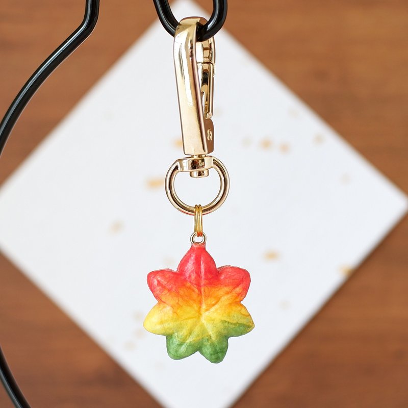 和纸小物 钥匙圈 枫叶 红叶 炼切 和菓子 - 钥匙链/钥匙包 - 其他材质 橘色
