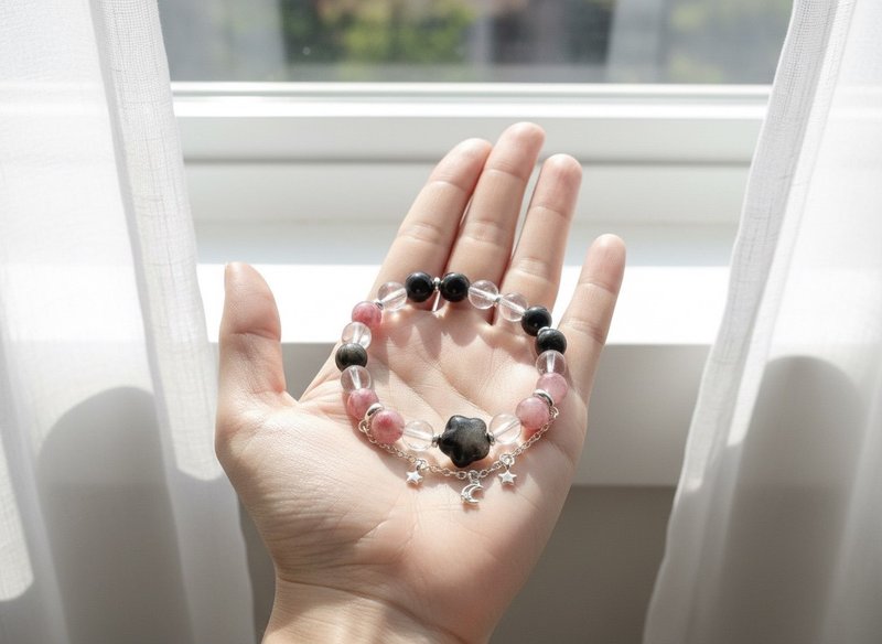 樱花雨水晶系列 喜迎樱花季春夏新作 夜樱星芒 - 手链/手环 - 水晶 粉红色