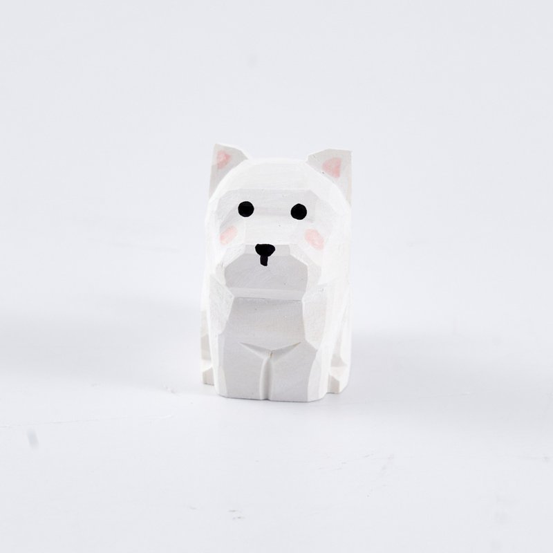 Shimo 温柔坐着的萨摩耶犬木雕 - 摆饰 - 木头 白色