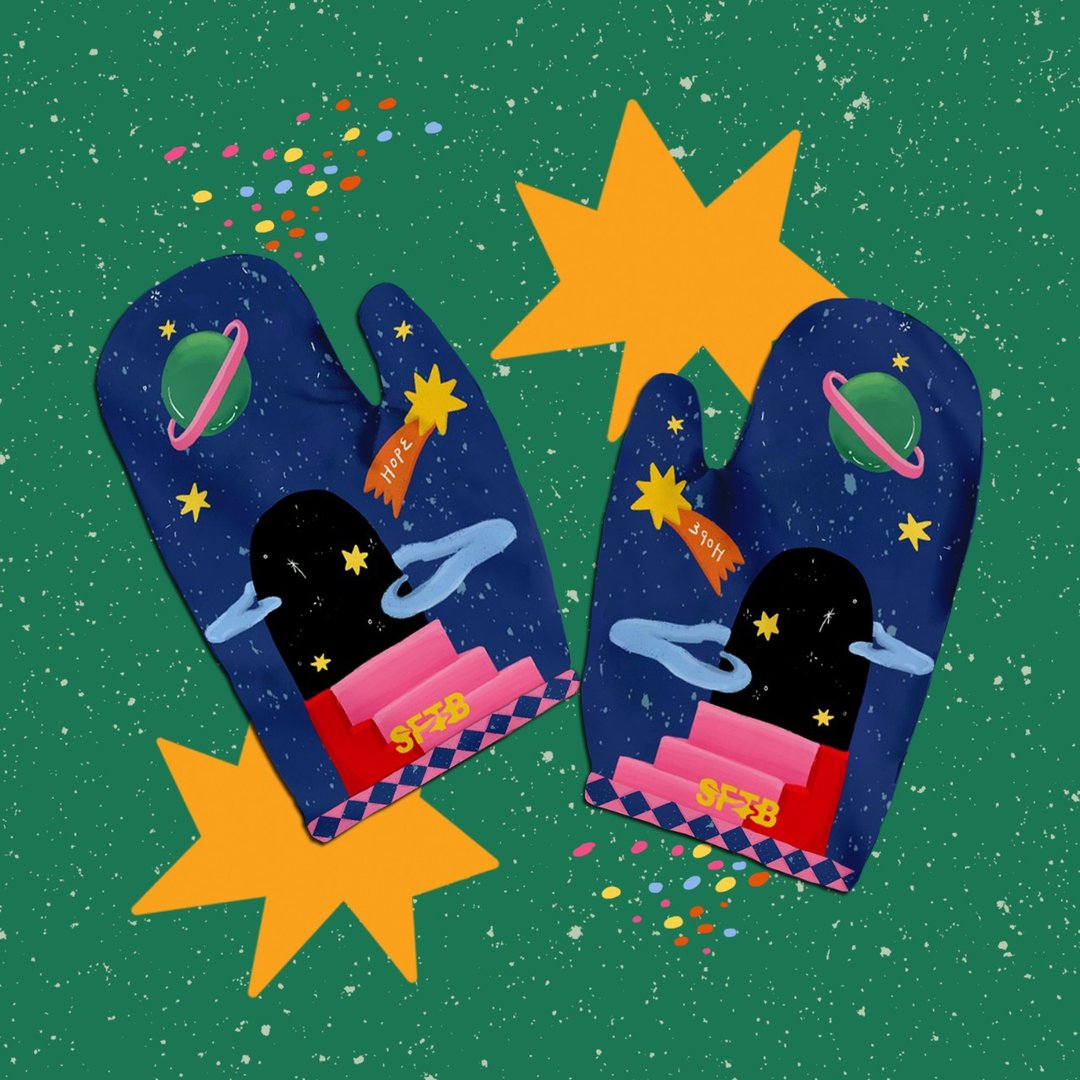 Rocky Skies Oven Mitt - 手套 - 聚酯纤维 蓝色