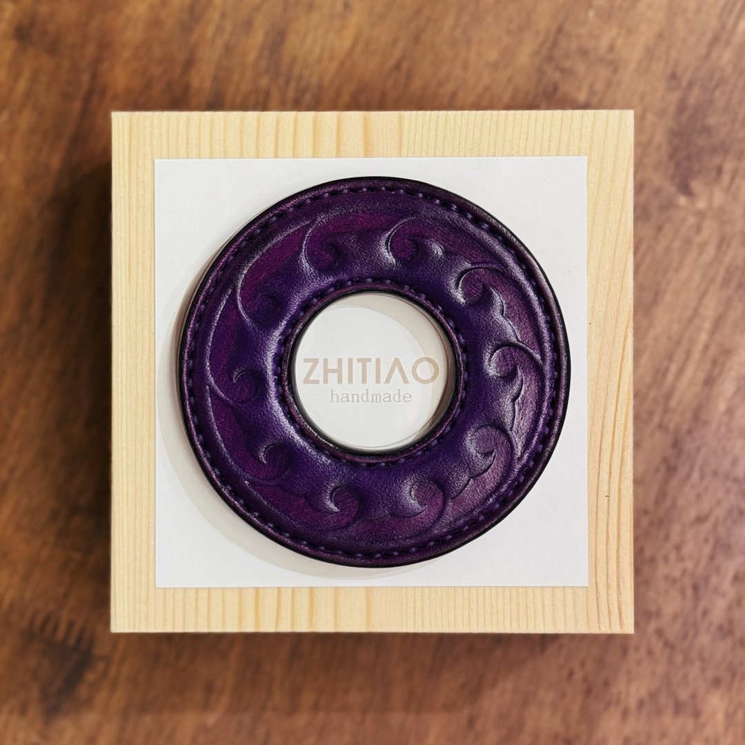 原创手工制作牛皮剑道刀镡 生生流転 紫色 剑锷 Tsuba - 运动配件 - 真皮 紫色