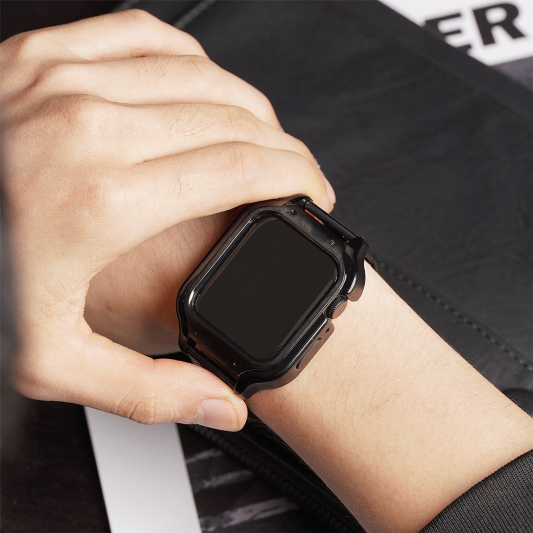 Apple watch - 不锈钢保护壳 - 黑壳 - 耳机收纳 - 不锈钢 
