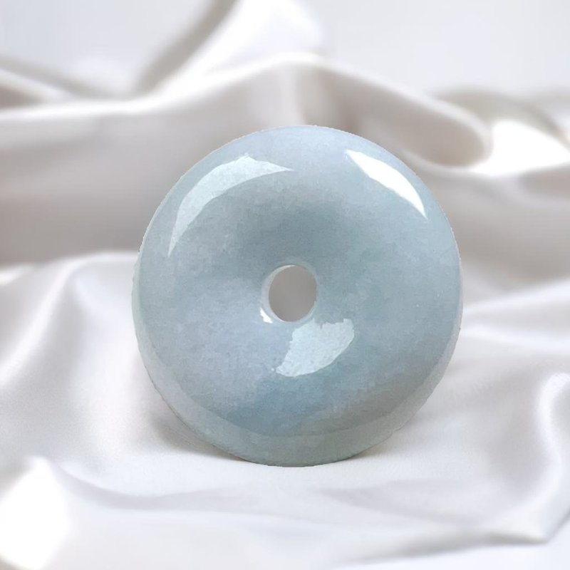 天空蓝翡翠平安扣项链 | 天然缅甸玉翡翠A货 | 送礼 - 项链 - 玉石 透明