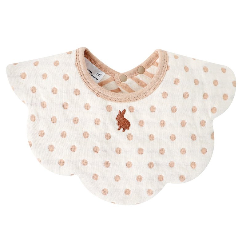 【SISSO有机棉】奶茶QQ兔二重织空气棉围兜 - 围嘴/口水巾 - 棉．麻 白色