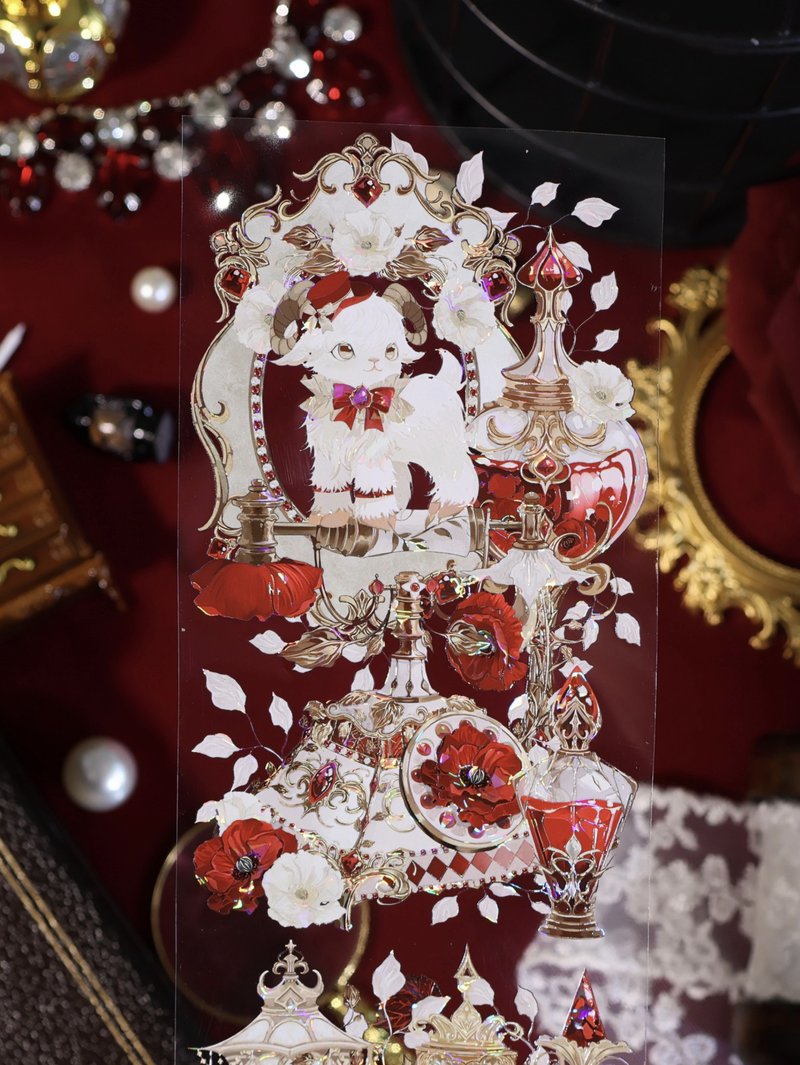 下午茶 (羊羊歌劇院) PET 紙膠帶 貝殼光 10米卷 (kiss-cut) - 纸胶带 - 其他材质 多色