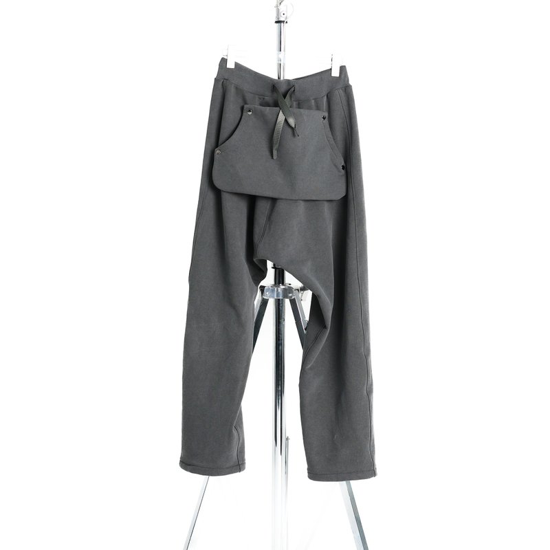 大口袋束脚裤 - 灰色 - 女装长裤 - 棉．麻 灰色
