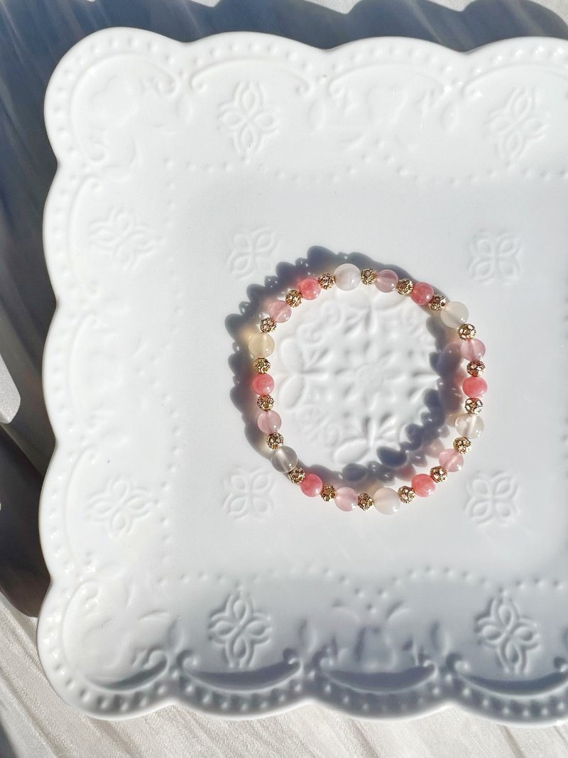 樱花玛瑙 红纹石 粉晶 天然石 水晶 手链 手环 定制 - 手链/手环 - 水晶 