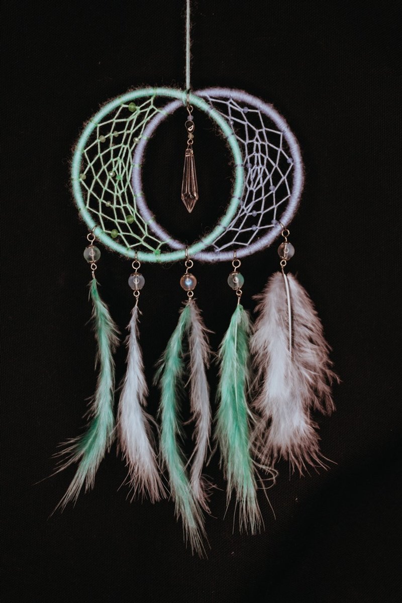 纯手工捕梦网 Handmade Dreamcatcher－【双月－蓝绿】 - 摆饰 - 其他材质 蓝色