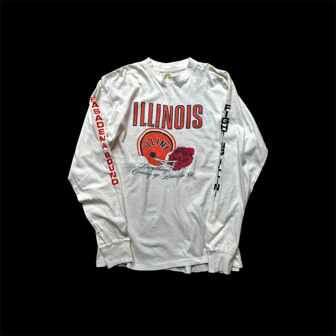 80s 美国古着 illinois football 薄长袖上衣 - 男装上衣/T 恤 - 棉 多色