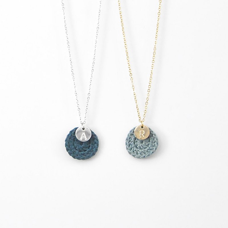 【Goody Bag】订制 你的专属 *幸福年轮* 项链 自选英文字母 1+1 - 项链 - 绣线 绿色