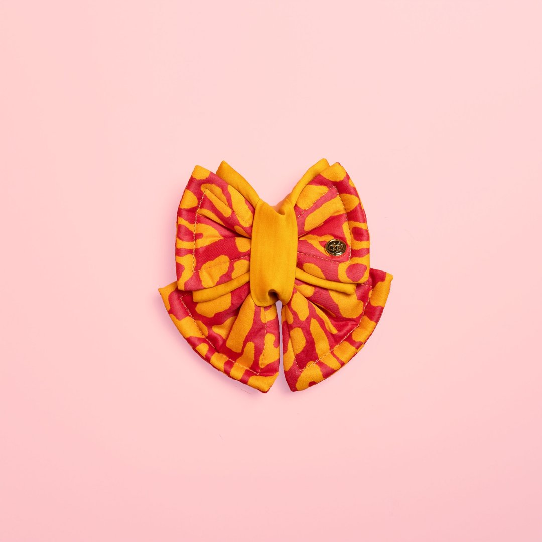 Plushy 宠物蝴蝶结 (Pink Leopard) - 衣/帽 - 棉 粉红色