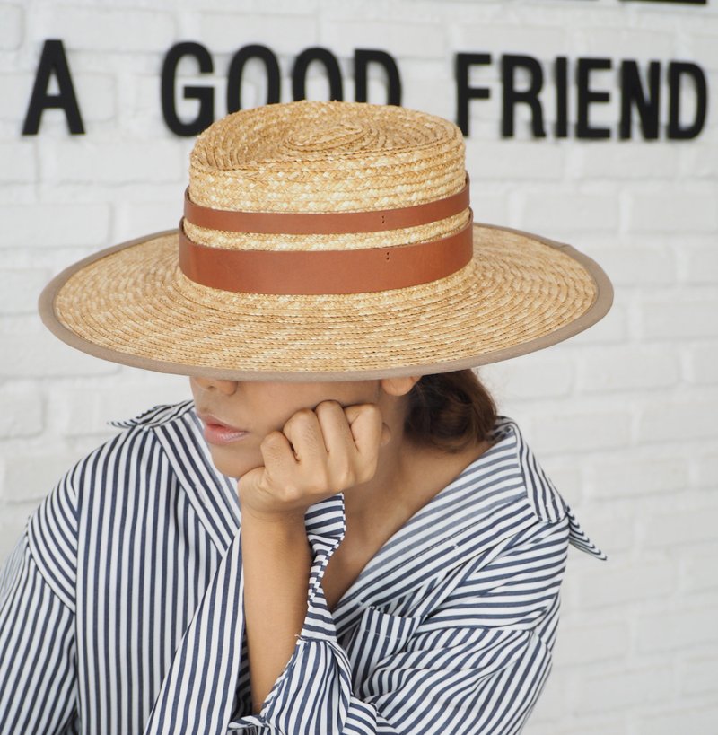 Amber fedora hat - 帽子 - 其他材质 卡其色