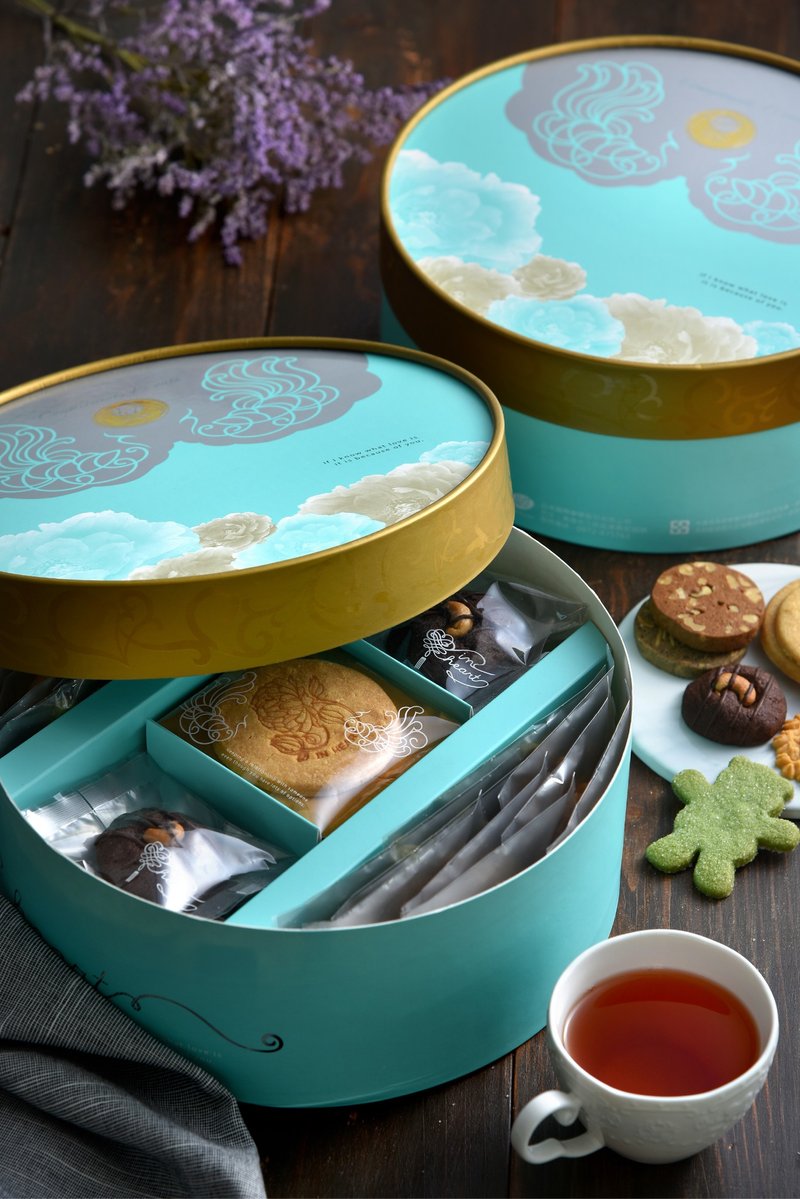 手工烘焙-Wedding婚礼喜饼-双凤呈祥A款婚礼礼盒 - 手工饼干 - 纸 蓝色