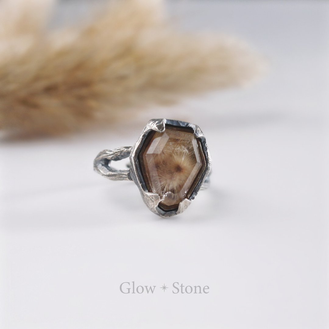 GLOWSTONE 金发晶花体手工戒指 - 戒指 - 水晶 金色