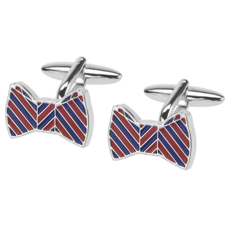 红蓝珐琅蝴蝶结袖扣 - 袖扣 - 其他金属 多色