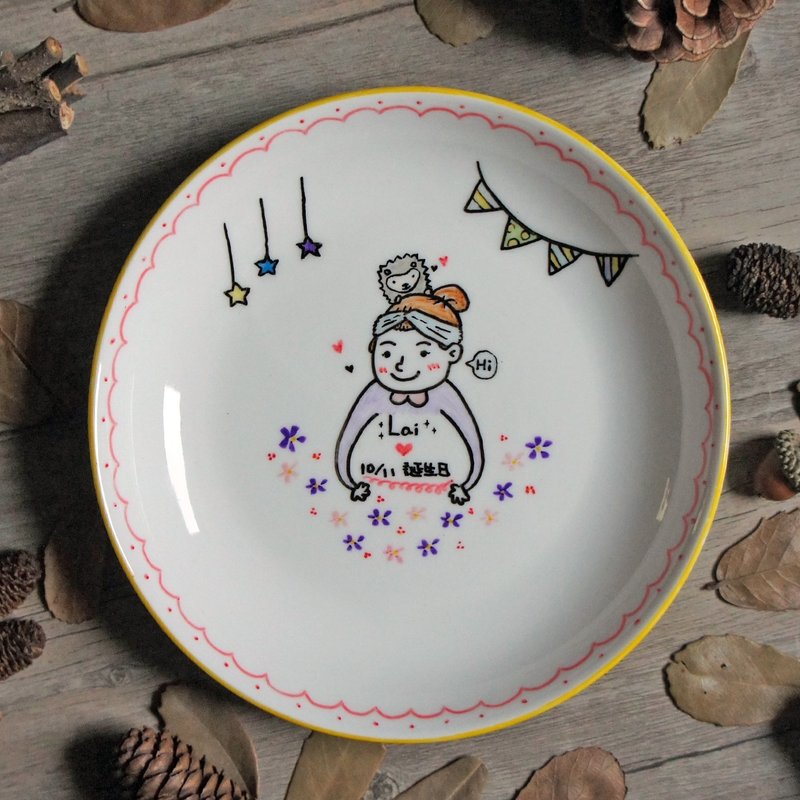 纯手绘/定制化/Q版人像+动物/ 动物趴头_派对盘 - 订制画像 - 瓷 