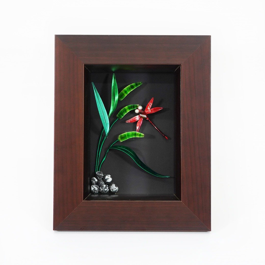 春仔花蜻蜓画框摆饰祝福礼 友谊长存升迁礼品 - 海报/装饰画/版画 - 绣线 多色