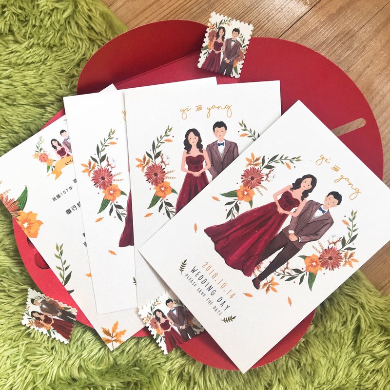 【定制】结婚喜帖 / 订婚喜帖 / 喜饼卡 | 含信封和插图封口贴 - 喜帖 - 纸 白色