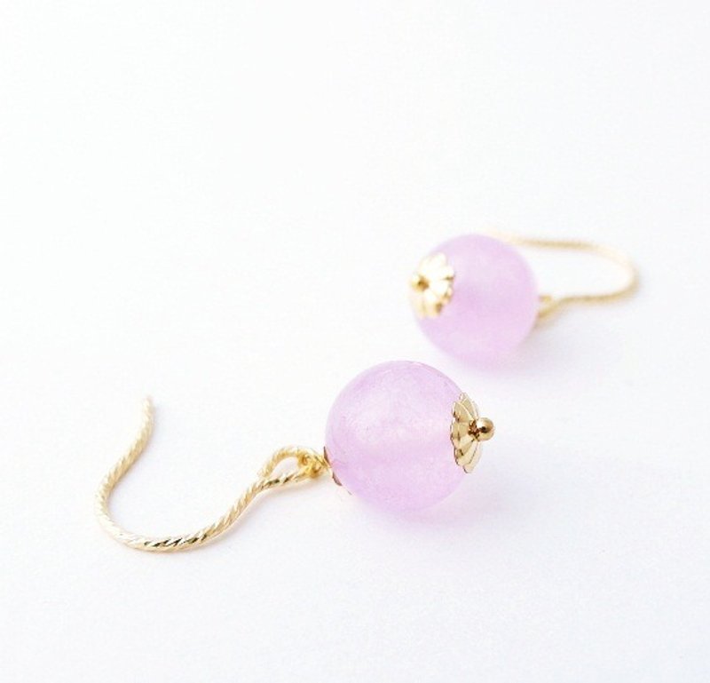 ∣一抹月光∣ 氲紫玉髄 简约耳环 14k gf - 耳环/耳夹 - 宝石 紫色