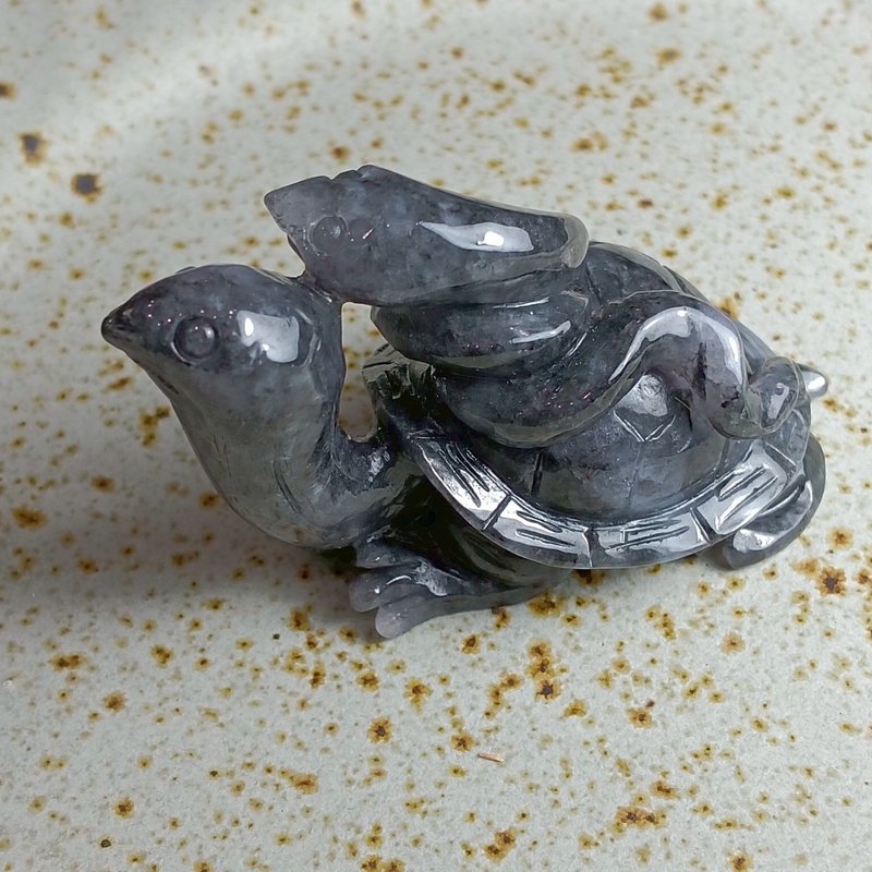 J0126天然翡翠A货 . 细糯飘黑冰乌鸡龟蛇玄武.正义破邪.摆件. - 摆饰 - 玉石 