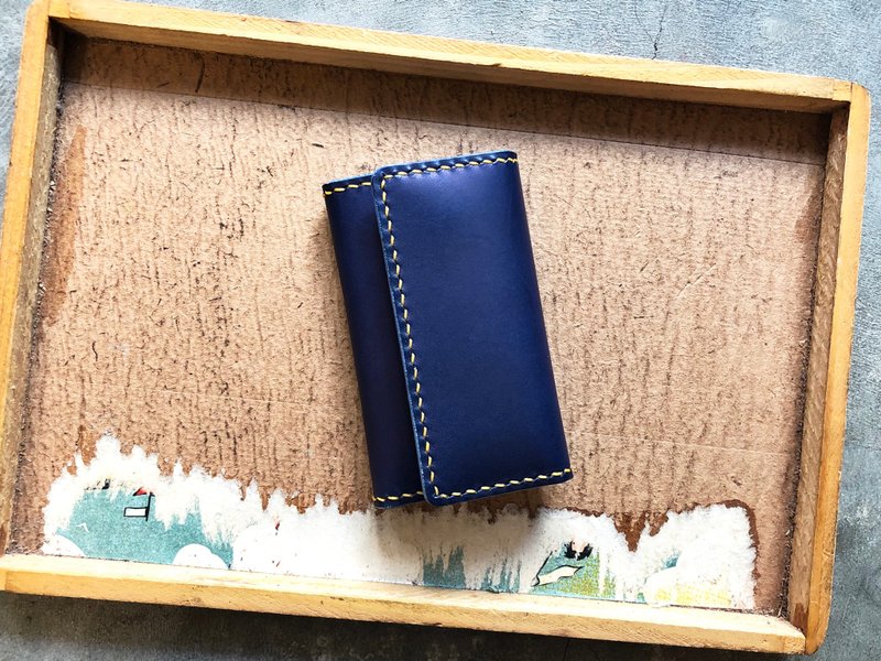 经典钥匙包 好好缝 皮革DIY材料包 手工包 卡夹 票夹 植鞣锁匙包 - 皮件 - 真皮 蓝色