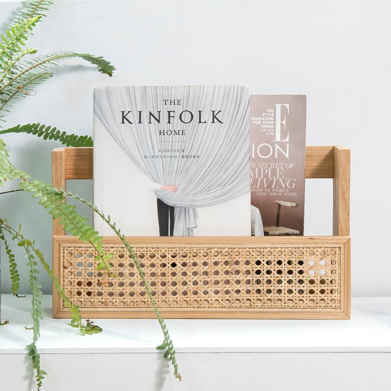 Tomood/ 土与木之间 台湾 杉木-手工实木藤编置物架 收纳盒(L) - 收纳用品 - 木头 黄色