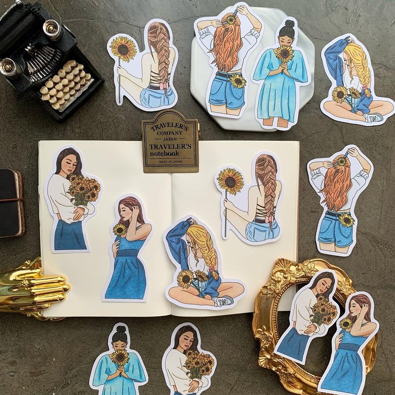 Sunflower Girls Sticker - 贴纸 - 纸 