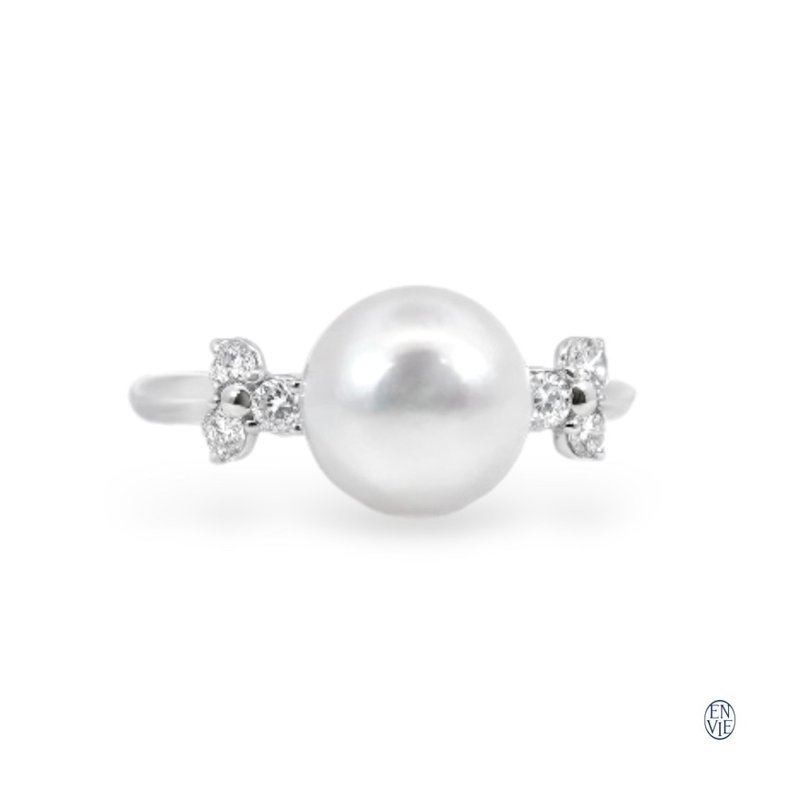 顶级铂金 AKOYA珍珠戒指 Platinum Pearl Diamond Ring - 戒指 - 贵金属 
