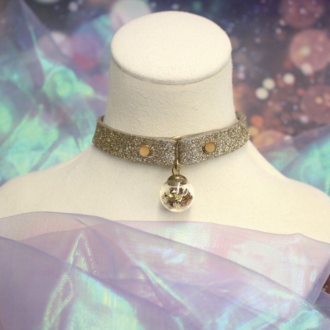 Starry Sky 许愿球月光金 Choker –细款 - 项链 - 真皮 金色