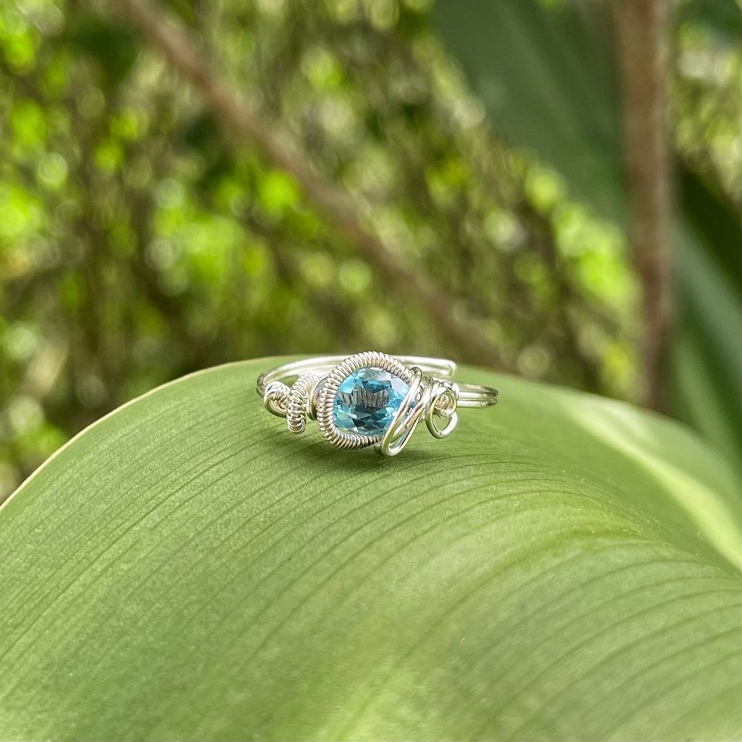托帕石手工金属线编织戒指 - 戒指 - 铜/黄铜 