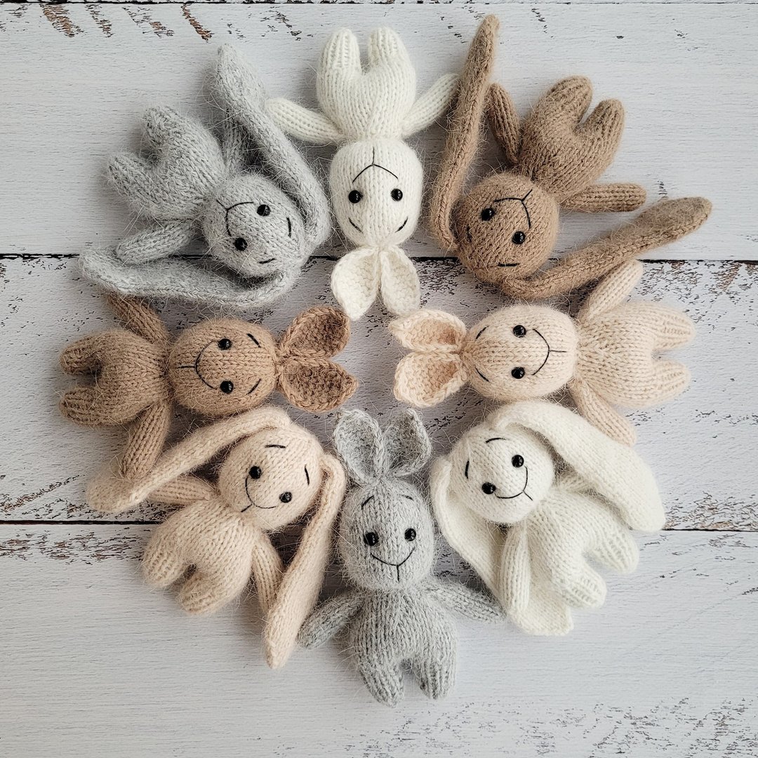 Newborn bunny stuffed toy. Easter props. Fluffy photo props - 婴儿饰品 - 羊毛 