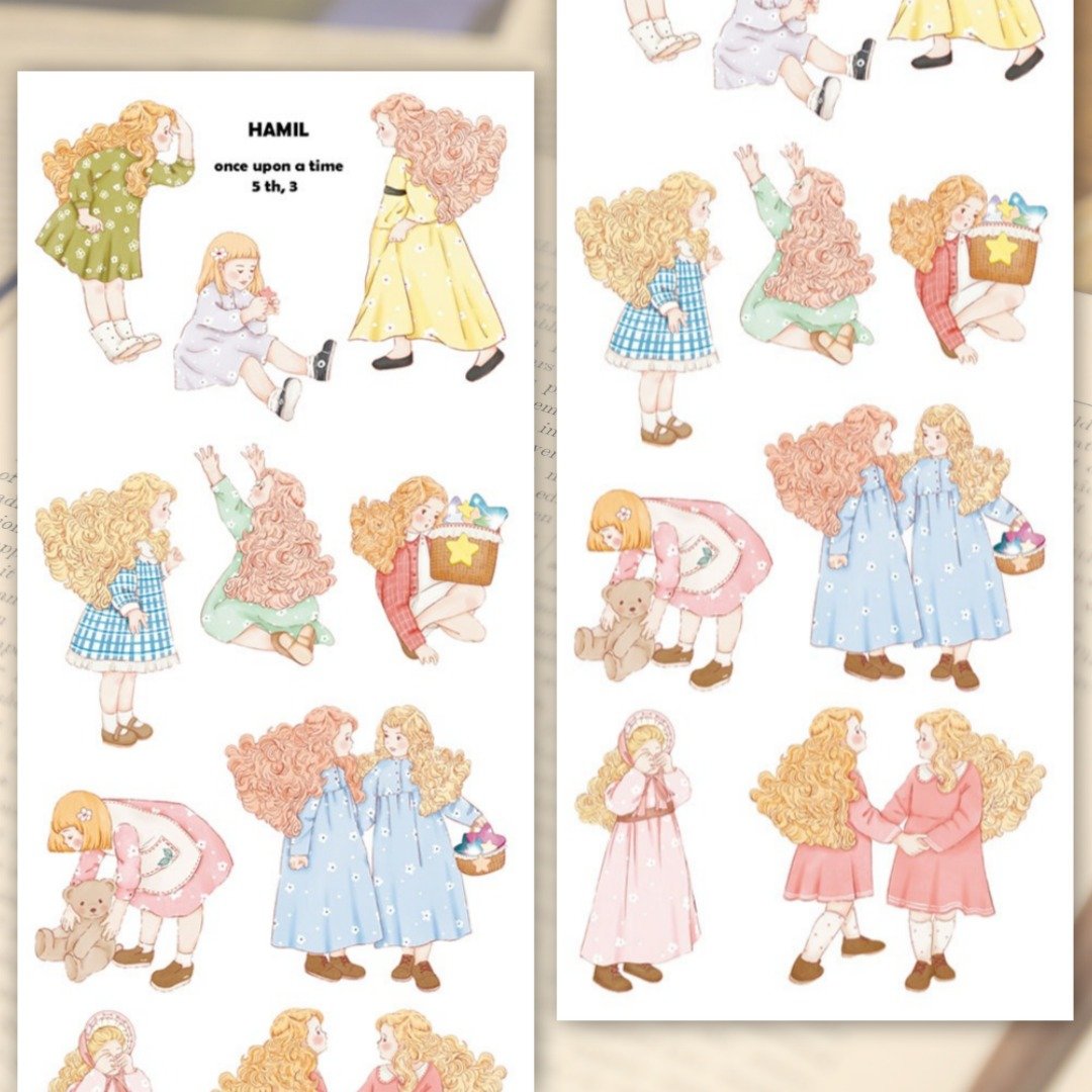 once upon a time 5 ver3 PET (hamil) 复古女孩仕女人物贴纸 - 贴纸 - 纸 多色