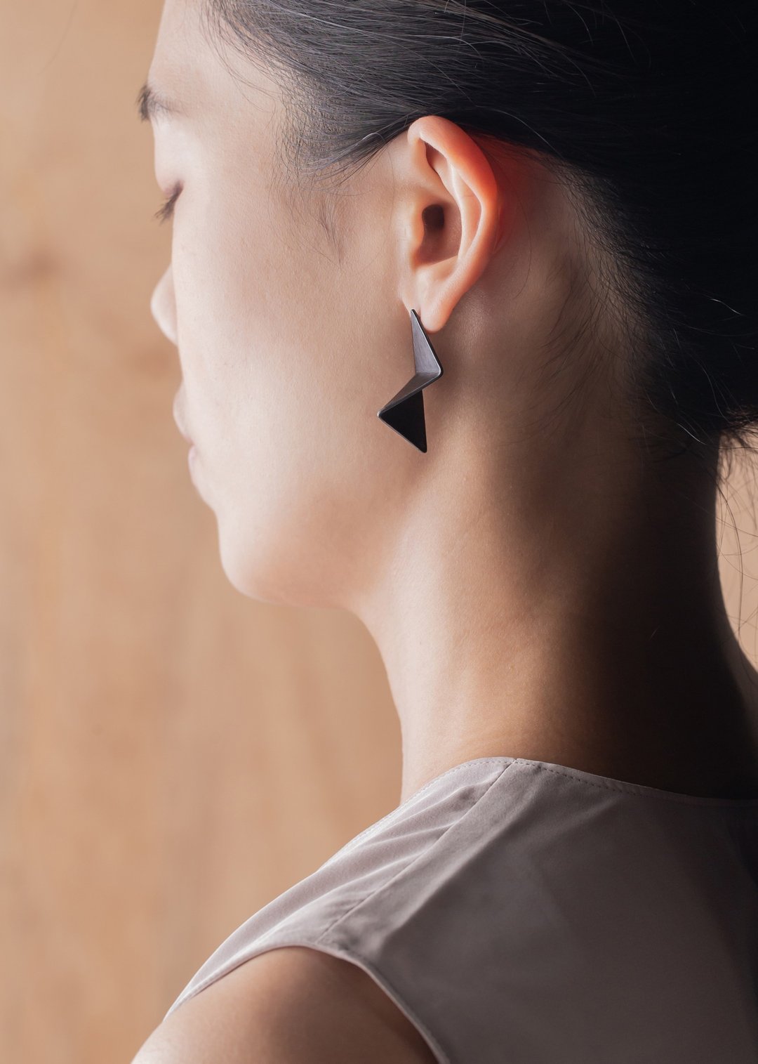 Minimalism 低限主义 地景耳环6号 Sculptural Earrings - 耳环/耳夹 - 铜/黄铜 黑色