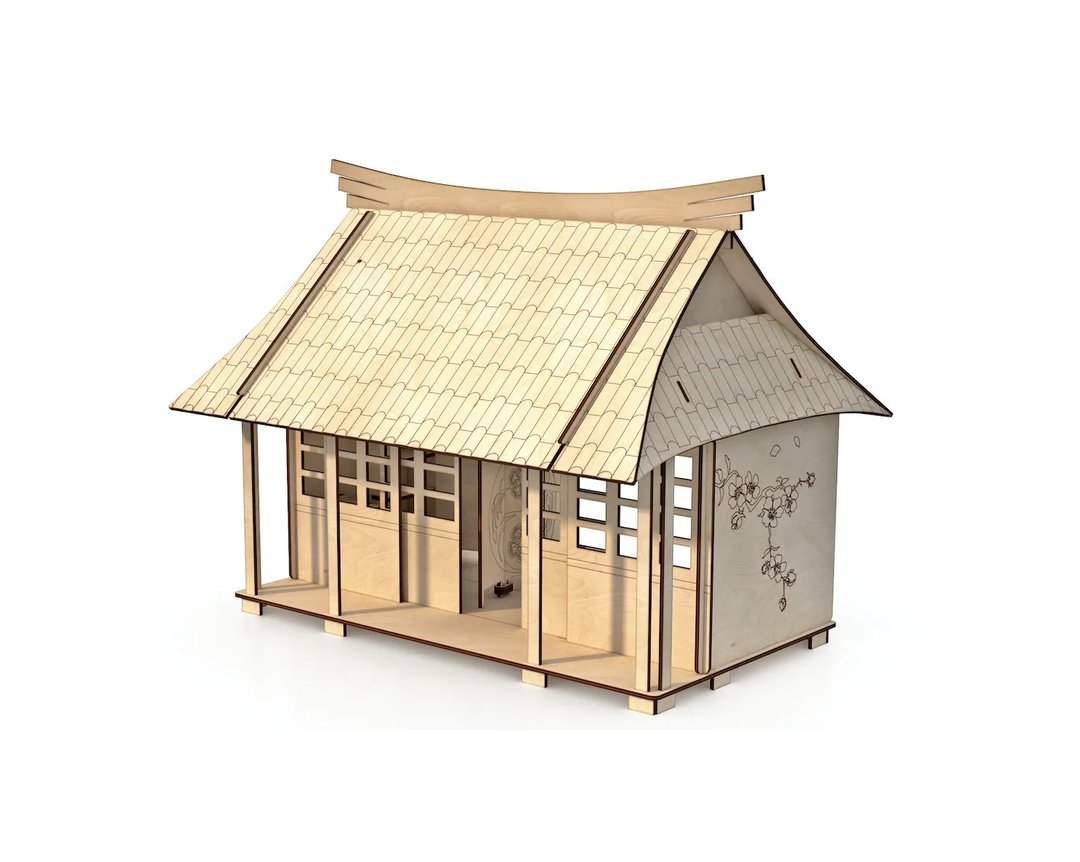 1:24 Furnished Japanese Dollhouse Sakura | Half inch scale Wooden Dollhouse - 玩具/玩偶 - 木头 