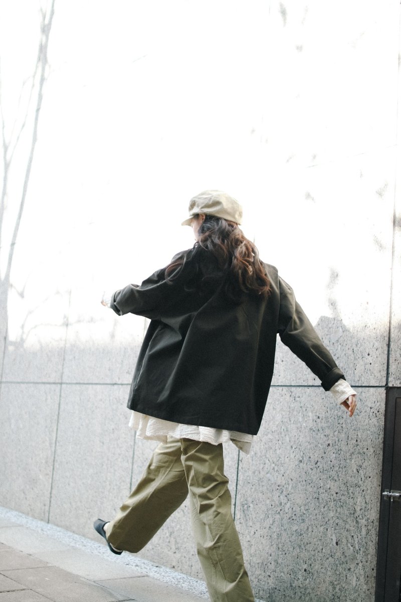 OMAKE.jp 后领刺绣和式外套FeteJacket 黑 - 女装休闲/机能外套 - 棉．麻 黑色