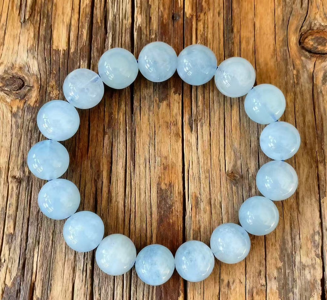 海蓝宝手链天然海蓝宝手串水晶礼盒装 - 手链/手环 - 半宝石 蓝色