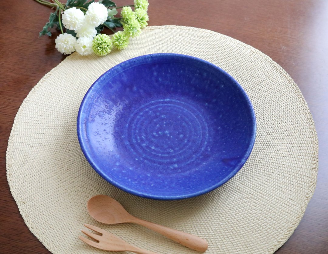 ON SALE / DEEP SEA BLUE Sea-coloured glaze 7 inch deep dish - 盘子/餐盘/盘架 - 陶 蓝色