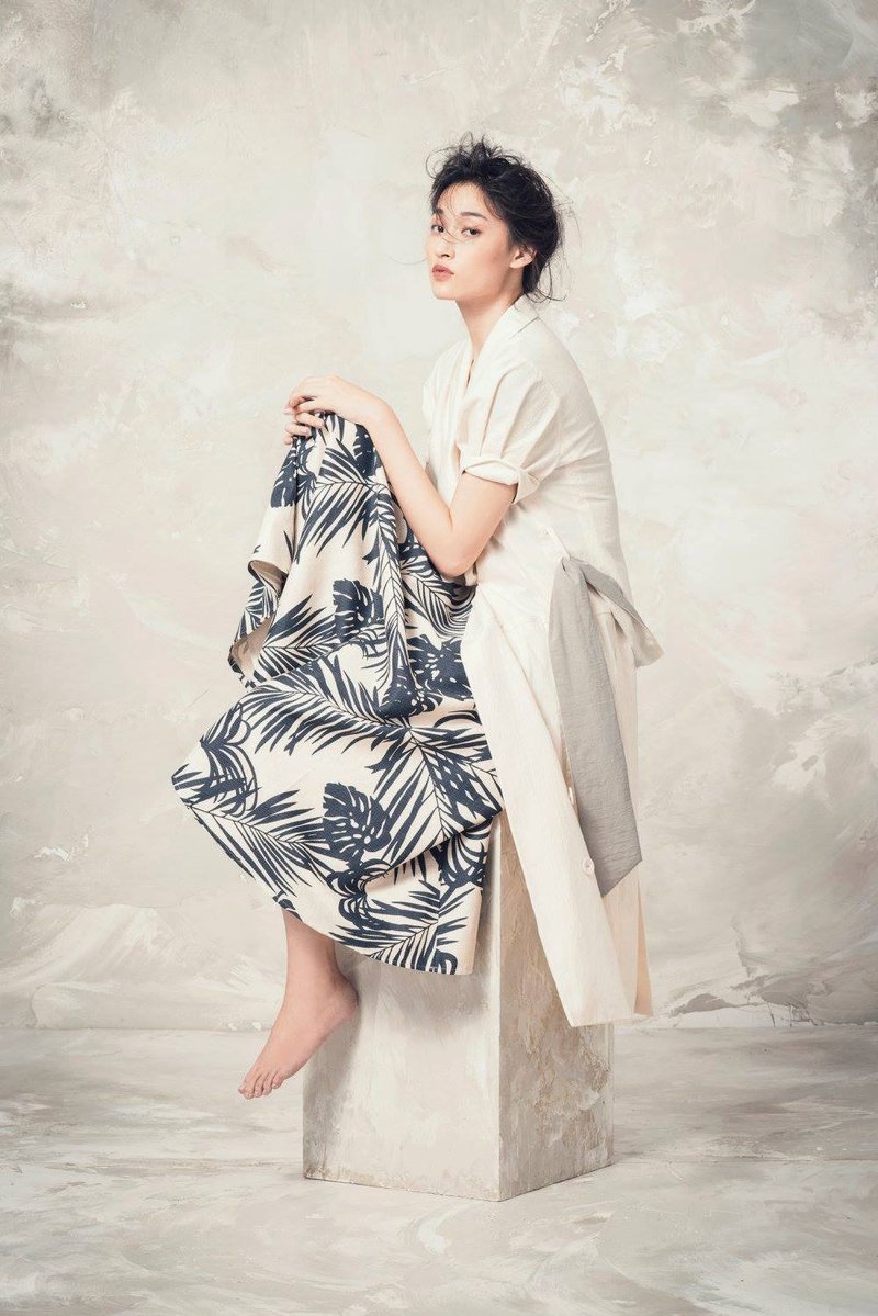 印花半圆裙(蓝) - 裙子 - 棉．麻 蓝色