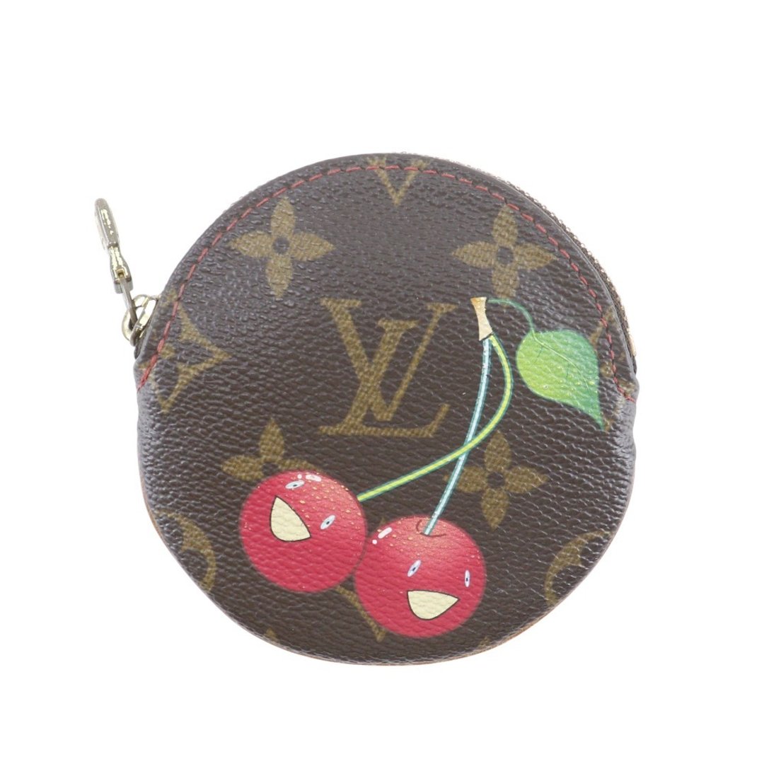 【日本直邮】LOUIS VUITTON Porte Monnaie Ron 零钱包 村上隆 樱桃 M95043 Monogram 帆布 棕色 CT0035【二手】 - 零钱包 - 人造皮革 咖啡色