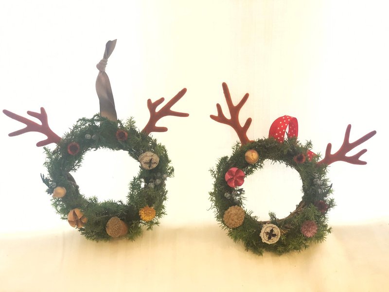 wbfxhm  / 长角的麋鹿 不凋小花圈 (10厘米)  X'mas Gift - 摆饰 - 植物．花 多色