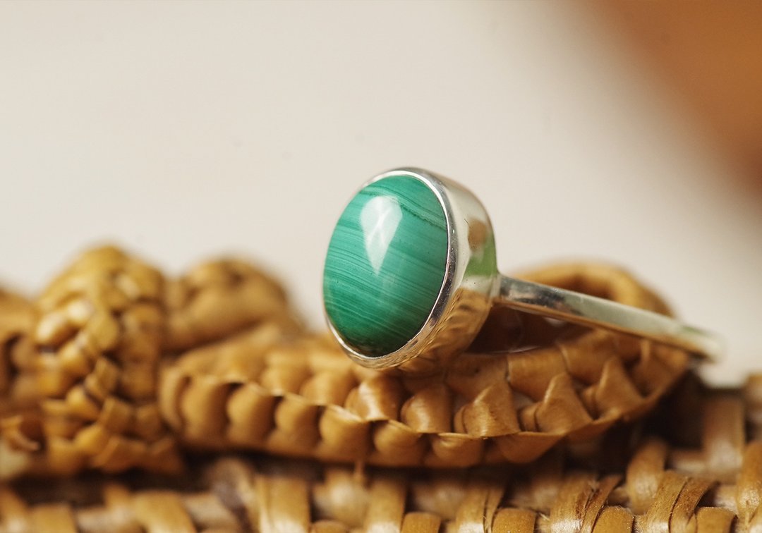 Malachite Silver ring - 戒指 - 宝石 绿色