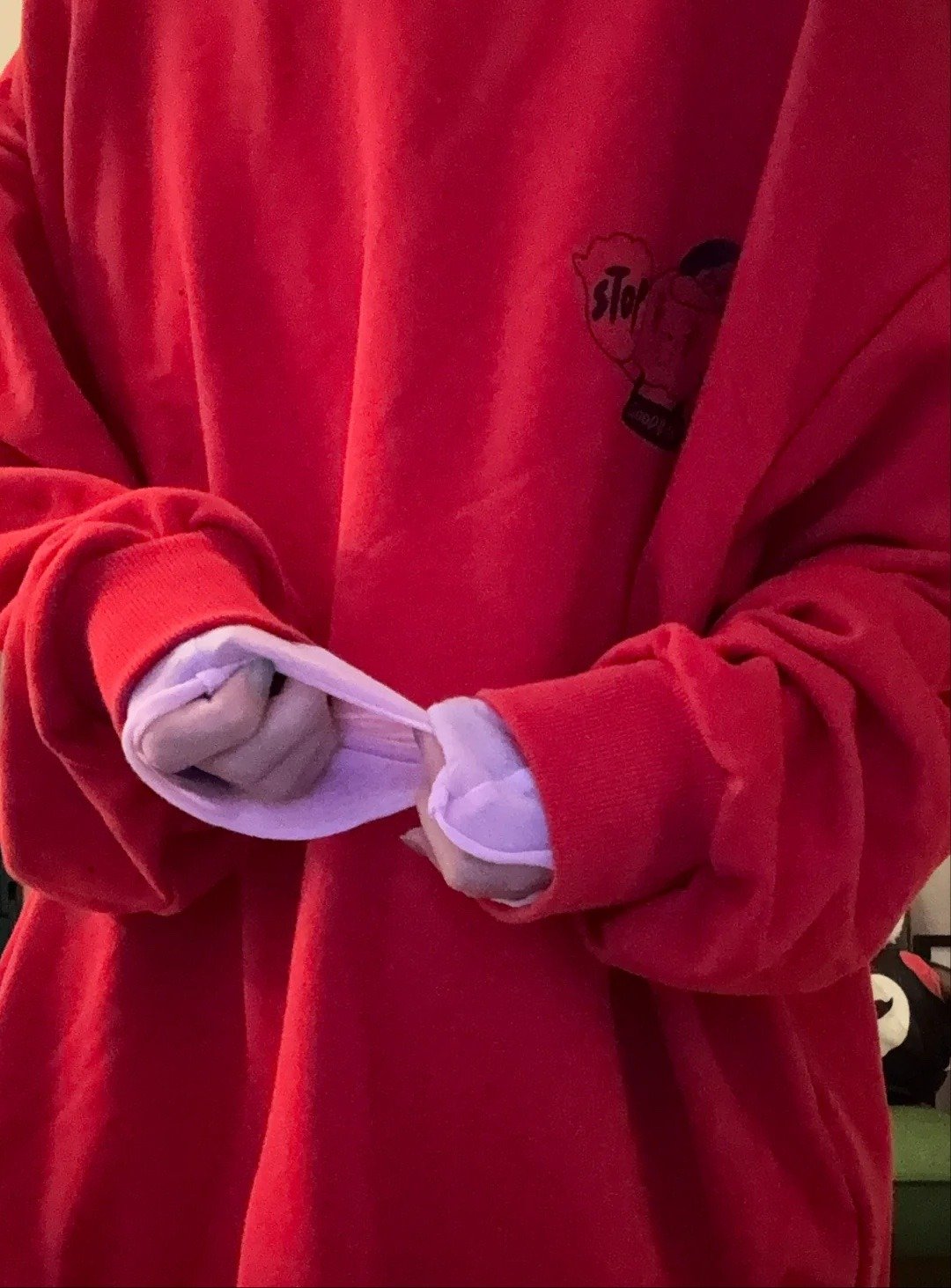 Don't Text Me Oversized Sweater 宽松卫衣 大学 T - 中性连帽卫衣/T 恤 - 棉 红色