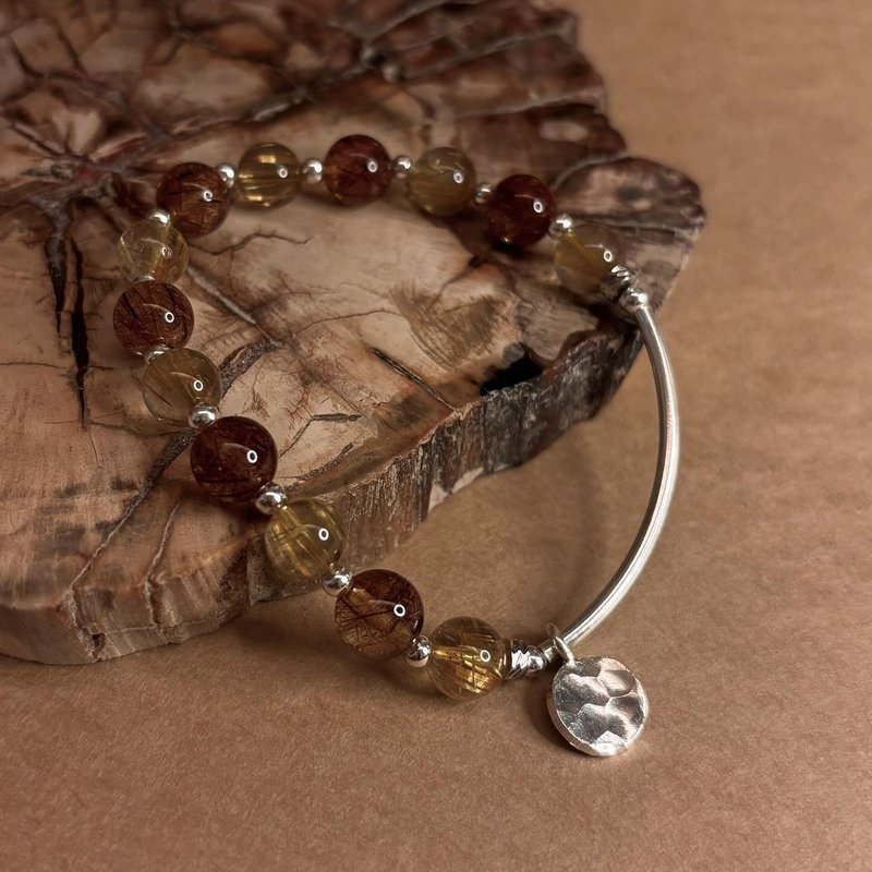 SS&CO | 钛晶纯银水晶手链 - 手链/手环 - 水晶 咖啡色